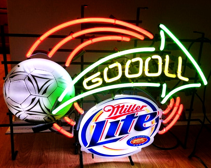 Miller Lite Soccer Gooal Neon Sign